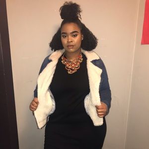 denim fur collar jacket